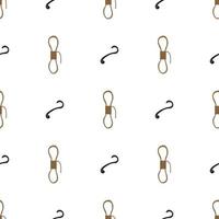 Seamless pattern with rope and hook on white background. Vector illustration.