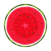 Colorful cartoon cut slice half of juice watermelon isolated on white background. Fresh cartoon berries. Vector illustration for any design.