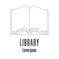 Line style icon of a book. Library, bookstore logo. Clean and modern vector illustration.