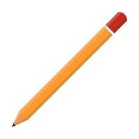 Cartoon yellow pencil sharpened isolated on white background. Vector illustration for any design.