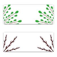 Template of Flyer, Brochure, Postcard, Discount with Space for Text. Greeting or Invitation with Green Branches and Willow Twigs. Vector illustration for Your Design, Web, Print.