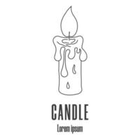 Line style icon of a candle. Religional logo. Clean and modern vector illustration.