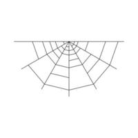 Half spider web isolated on white background. Halloween spiderweb element. Cobweb line style. Vector illustration for any design.