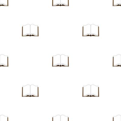 Seamless pattern with brown books on white background. Vector illustration.