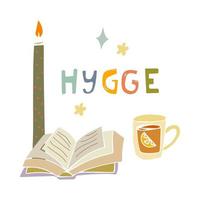 Hygge set cozy hand drawn illustration vector