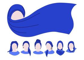 Girls, muslim woman without facial features in a headscarf, social media profile pictures, doodle vector style
