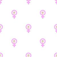 Seamless pattern with woman's resist symbol on white background. Female symbol. Girl power. Feminism concept. Vector illustration for design, web, wrapping paper, fabric, wallpaper.