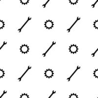 Seamless pattern with wrench and gear icons. Spanner key. Repair symbols. Simple style. Vector illustration for design, web, wrapping paper, fabric, wallpaper.
