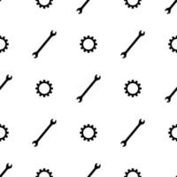 Seamless pattern with wrench and gear icons. Spanner key. Repair symbols. Simple style. Vector illustration for design, web, wrapping paper, fabric, wallpaper.