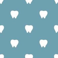 Seamless pattern with white tooth icon on blue background. Dentist concept. Vector illustration for design, web, wrapping paper, fabric, wallpaper.