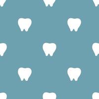 Seamless pattern with white tooth icon on blue background. Dentist concept. Vector illustration for design, web, wrapping paper, fabric, wallpaper.