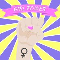 poder femenino. puño de mujer levantado. símbolo femenino. concepto de feminismo. ilustración vectorial vector