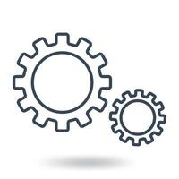 Outline Gear Icon. Teamwork symbol. Flat style. Vector illustration isolated on white background.