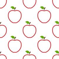 Seamless pattern with red whole apples on white background. Organic fruit. Flat style. Vector illustration for design, web, wrapping paper, fabric, wallpaper.