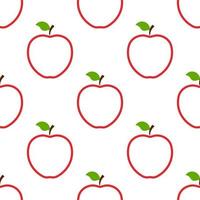 Seamless pattern with red whole apples on white background. Organic fruit. Flat style. Vector illustration for design, web, wrapping paper, fabric, wallpaper.