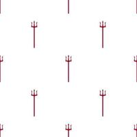 Seamless pattern with red devil tridents on white background. Hell concept. Vector illustration for design, web, wrapping paper, fabric, wallpaper.