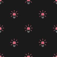 Seamless pattern with brain in lightbulb. Creative idea template. Vector illustration for design, web, wrapping paper, fabric, wallpaper.