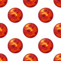 Seamless pattern with mars planet isolated on white background. Planet of solar system. Cartoon style vector illustration for any design.