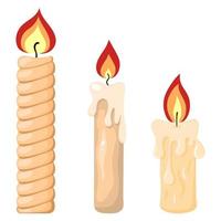 Cartoon burning candles, wax candle burning stages. Melting candles wi By  WinWin_artlab