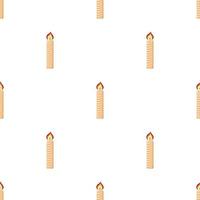 Seamless pattern with burning candle from paraffin wax on white background. Cartoon style. Vector illustration.