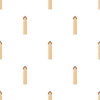 Seamless pattern with burning candle from paraffin wax on white background. Cartoon style. Vector illustration.