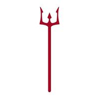 Red trident isolated on white background. Devil, neptune trident. Cartoon style. Clean and modern vector illustration for design, web.