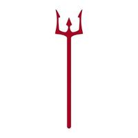 Red trident isolated on white background. Devil, neptune trident. Cartoon style. Clean and modern vector illustration for design, web.