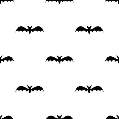 Seamless pattern with black silhouette bats. Halloween texture. Vector illustration.