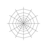Round whole spider web isolated on white background. Halloween spiderweb element. Cobweb line style. Vector illustration for any design.