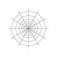 Round whole spider web isolated on white background. Halloween spiderweb element. Cobweb line style. Vector illustration for any design.