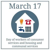 Day of workers of consumer services and housing and communal services. Set of 4 Utilities Icons in Home. Symbols of Power, Water, Gas, Heating. Vector illustration for Your Design.