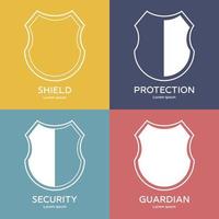 Set of shield icons. Security company logo. Abstract symbol of protection. Clean and modern vector illustration.