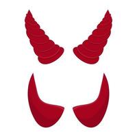 Red devil horns isolated on white background. Cartoon style. Clean and modern vector illustration for design, web.