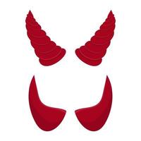 Red devil horns isolated on white background. Cartoon style. Clean and modern vector illustration for design, web.