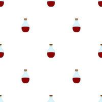 Seamless pattern with red potion icons. Cartoon magic healing elixir flask. Vector illustration.