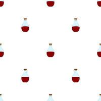 Seamless pattern with red potion icons. Cartoon magic healing elixir flask. Vector illustration.