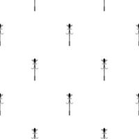 Seamless pattern with black magic staff icon on white background. Magic wand, scepter, stick, rod. Vector illustration for design, web, wrapping paper, fabric, wallpaper.