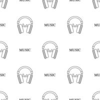Seamless pattern with line style icon of headphone with sound wave on white background. Recording studio. Vector illustration for design, web, wrapping paper, fabric