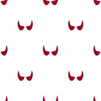 Seamless pattern with red devil horns on white background. Cartoon style. Vector illustration for design, web, wrapping paper, fabric, wallpaper.