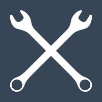 Silhouette icon of crossed wrenches. Workshop, repair service logo template. Clean and modern vector illustration.