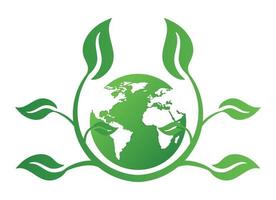 Ecology concept icon with earth and leaves. Recycle logo. Vector illustration for any design.