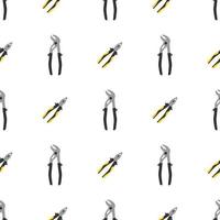 Seamless pattern with pliers and water cimping pliers icons. Repair symbols. Vector illustration for design, web, wrapping paper, fabric, wallpaper.