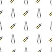 Seamless pattern with pliers and water cimping pliers icons. Repair symbols. Vector illustration for design, web, wrapping paper, fabric, wallpaper.