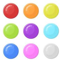 Set of glossy round colorful buttons isolated on white background. Vector illustration for any design.