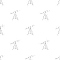 Seamless pattern with line style icon of telescope. Silhouette of telescope. Outline icon. Vector illustration for design, web, wrapping paper, fabric, wallpaper.