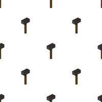 Seamless pattern with cartoon hammer on white background. Building equipment. Vector illustration.