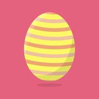 Vector Easter Egg isolated on pink background. Colorful Egg with Stripe Pattern. Flat Style. For Greeting Cards, Invitations. Vector illustration for Your Design, Web.