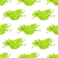 Seamless pattern with fresh bright lime juice splash burst isolated on white background. Summer fruit juice. Cartoon style. Vector illustration for any design.