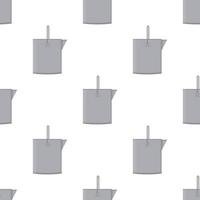 Seamless pattern with tin metal iron bucket empty or with water on white background. Cartoon style. Vector illustration for design, web, wrapping paper, fabric, wallpaper.
