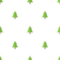 Seamless pattern with flat green tree icon on white background. Vector illustration for design, web, wrapping paper, fabric, wallpaper.